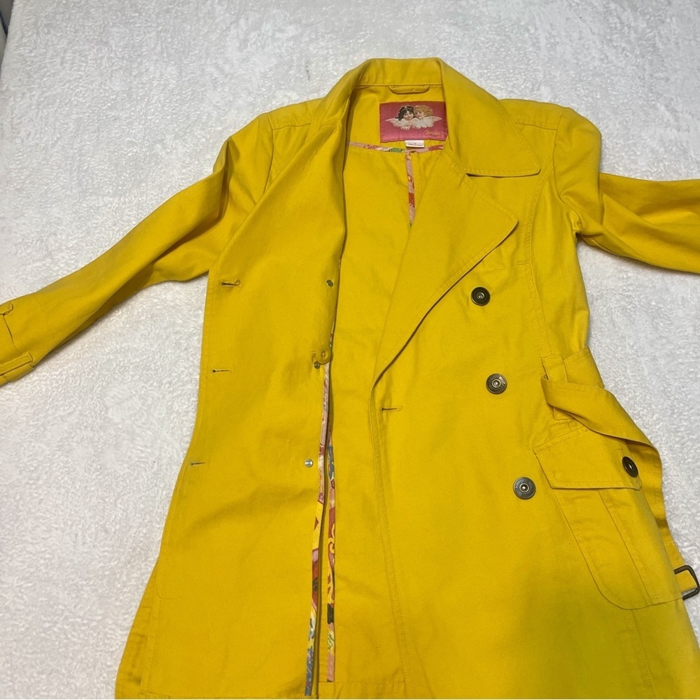 Fiorucci Bright Yellow Double Breasted Transitional Spring Trench Dopamine Coat - Picture 15 of 16